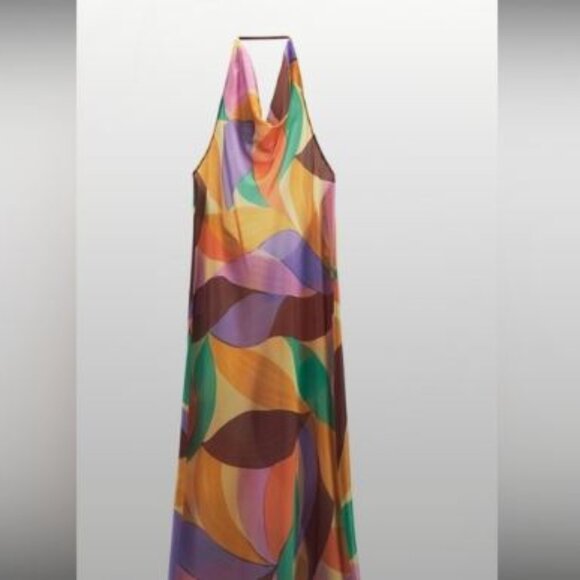 Zara Beautiful Halter Midi Dress NWOT! - Picture 3 of 4